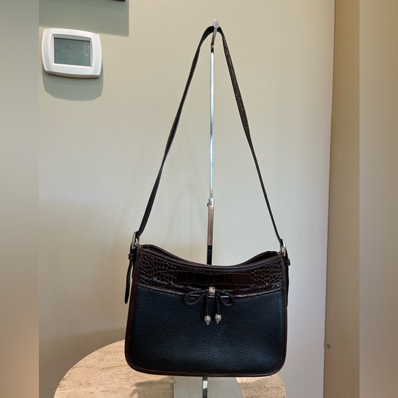 Brighton Croc Brown Leather Shoulder Satchel Handbag Bag Purse - Picture 1 of 15